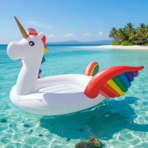 6 Person Huge Unicorn Pool Float Inflatable Giant Unicorn Swimming Pool Island