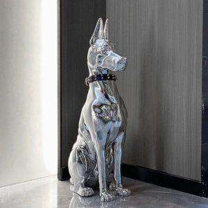 Shiny Doberman Elegant Floor Sculpture
