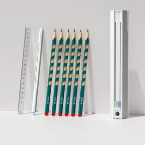 Slim Portable Multifunctional Ruler Pencil Holder