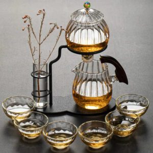 Vintage Pumpkin-Inspired Glass Tea Set