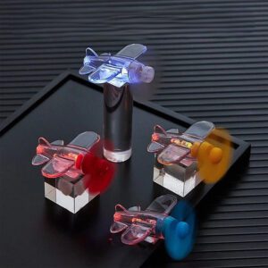 Wind-Powered LED Mini Airplane Car Decor