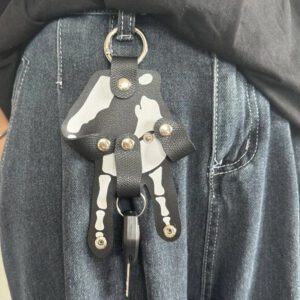 Gothic Skeleton Hand Leather Belt Clip Keychain