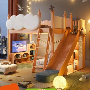 Cloud Castle Slide & Sleep Playhouse Kids Bed