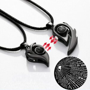 I Love You Magnetic Projection Couple Necklace Set