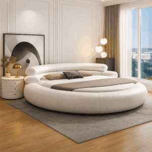 Italian Style Minimalist Circle Leather Dream Master Bed