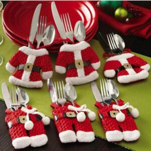 6 Pcs Christmas Xmas New Year Santa Silverware Holders