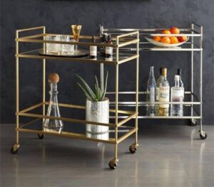 Designer Style Stainless Steel Gold Silver Dinner Side Table Organizer