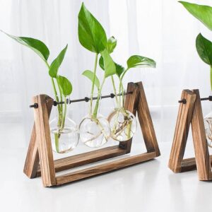 Decorative Wooden Vase With Wooden Tray