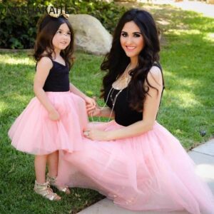 Pink Princess Matching Mother and Daughter Dress