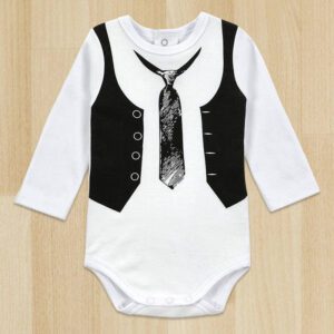 One-Pieces Baby Boy Gentleman Romper White Long Sleeve Baby bodysuit