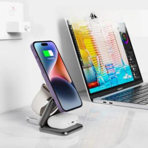 3in1 Foldable Magnetic Smart Wireless Charger Stand
