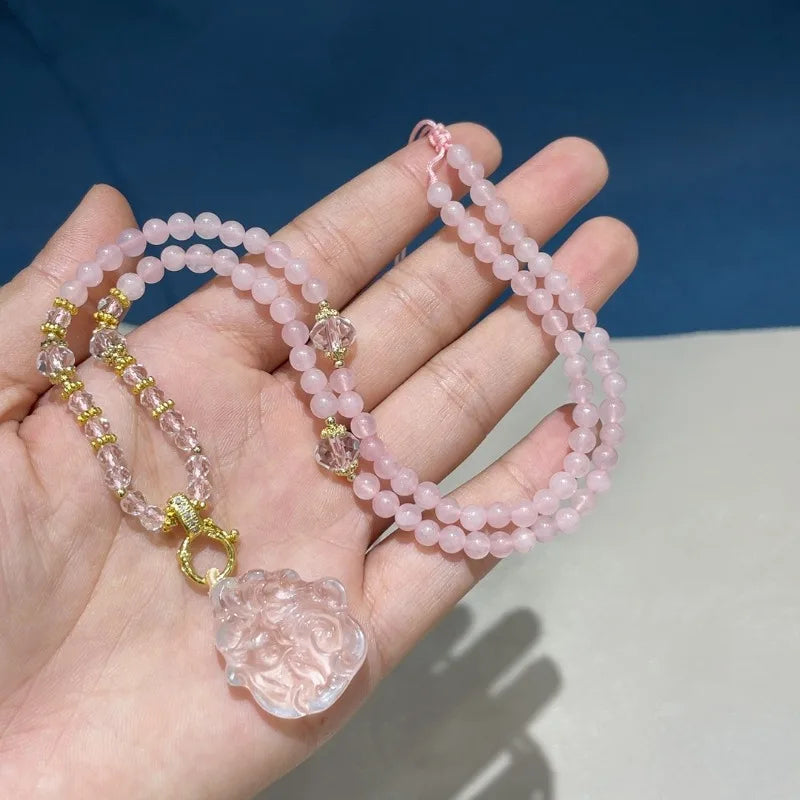 Vintage Style Rose Quartz Pendant Necklace Vintage Style Rose Quartz Pendant Necklace