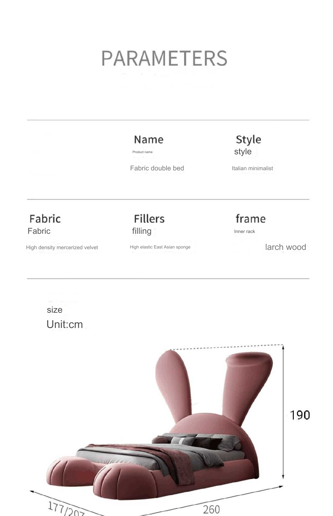 Fancy Pink Rabbit Modern Bed Fancy Pink Rabbit Modern Bed