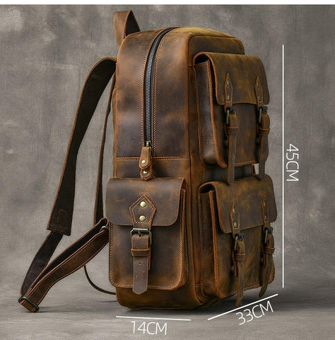 Large Capacity Leather Retro Men's Outdoor Backpack Large Capacity Leather Retro Men's Outdoor Backpack